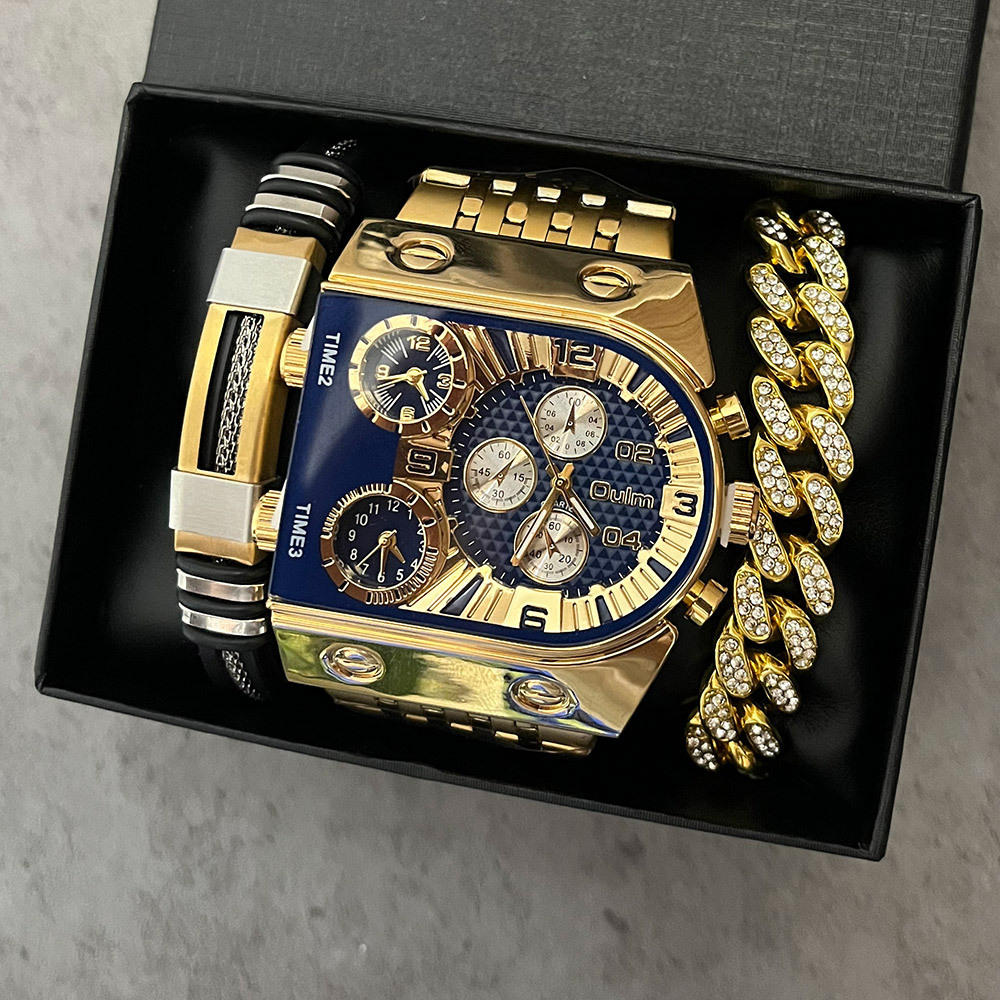 Smartwatch Face - Men's luxury rectangular gold silver large