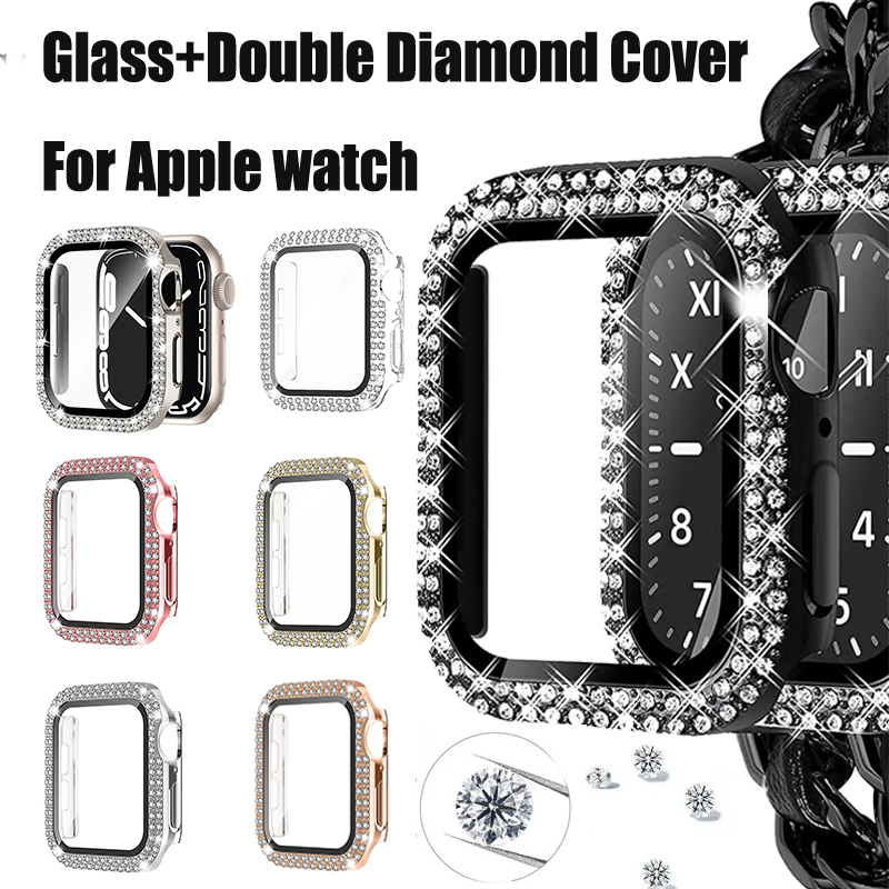 Smartwatch Band Accessories - Glass+Diamond Cover For Apple watch case