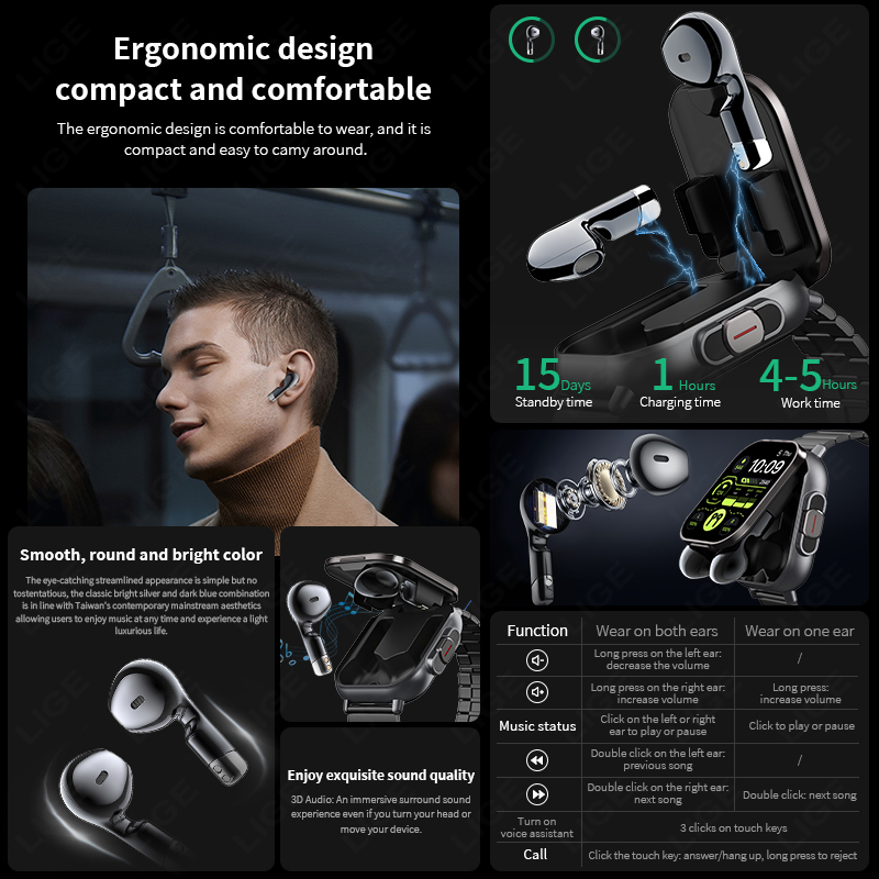 NFC Smart Watch TWS 2-in-1 Hea - огляд і ціна Smartwatch Headset