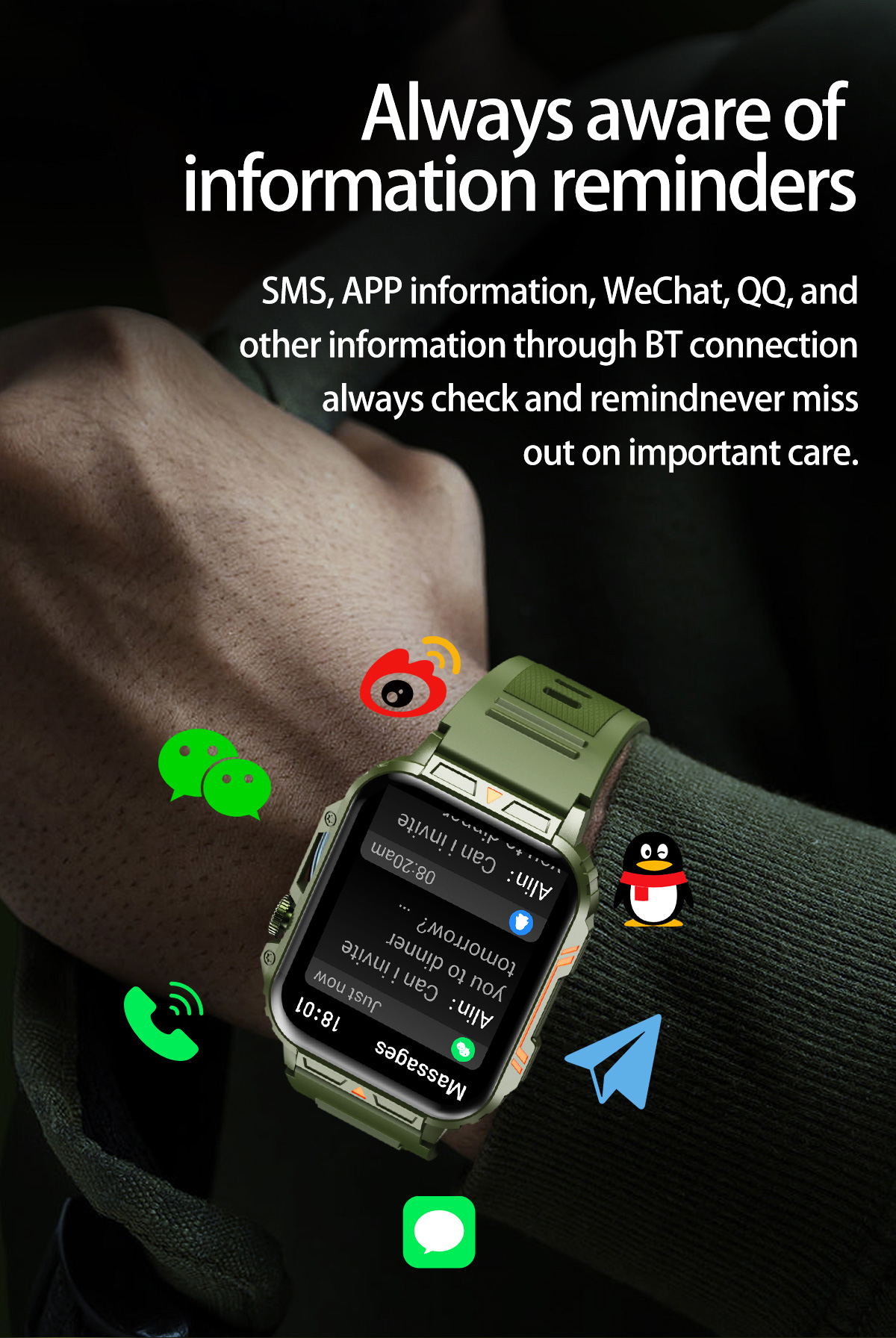 1.91 Outdoor Military Smart Wa - огляд і ціна Smartwatch Face
