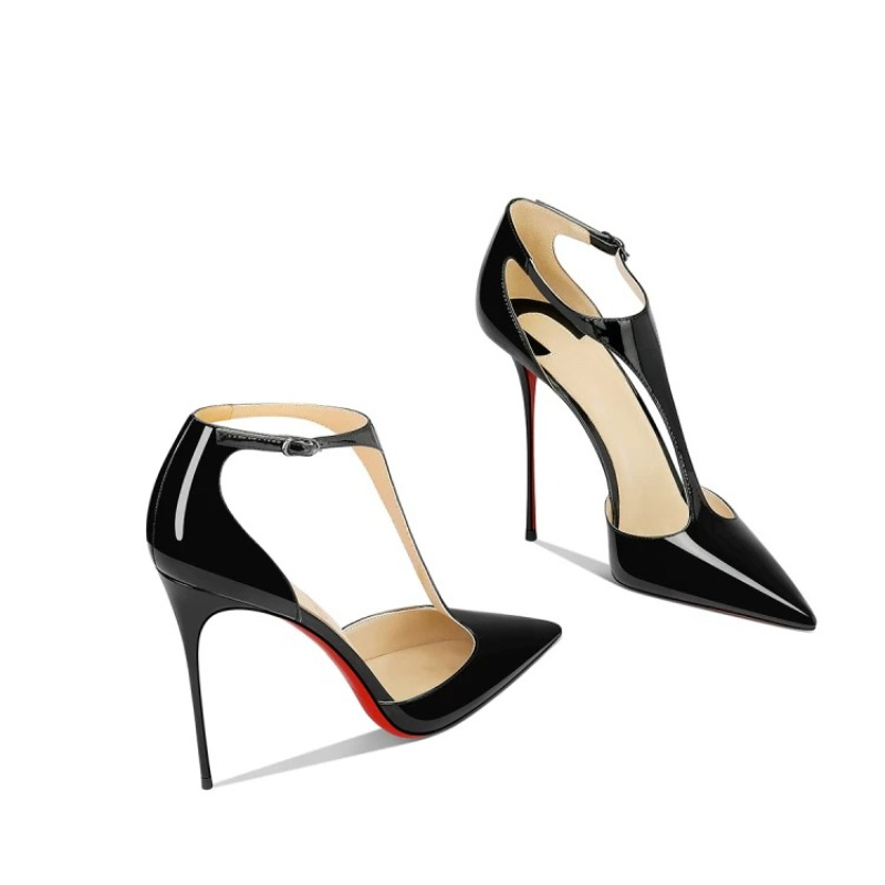 Black Patent Pointed Stiletto  - огляд і ціна Leather Classic Strap