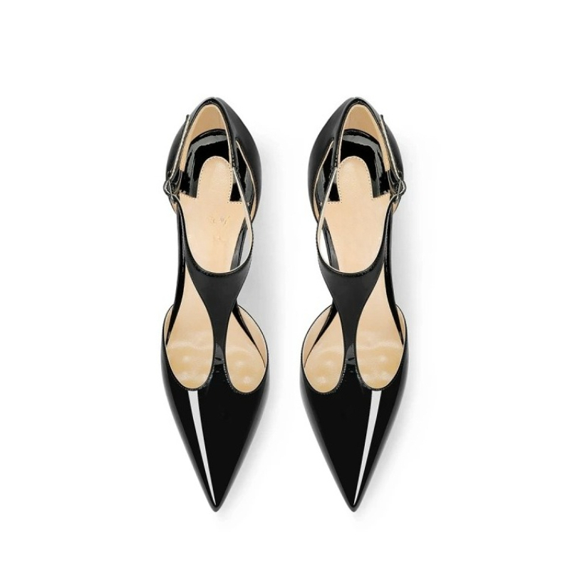 Black Patent Pointed Stiletto  - огляд і ціна Leather Classic Strap