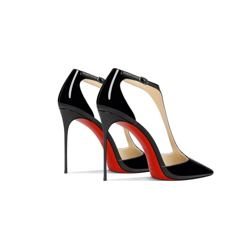 Black Patent Pointed Stiletto  - огляд і ціна Leather Classic Strap