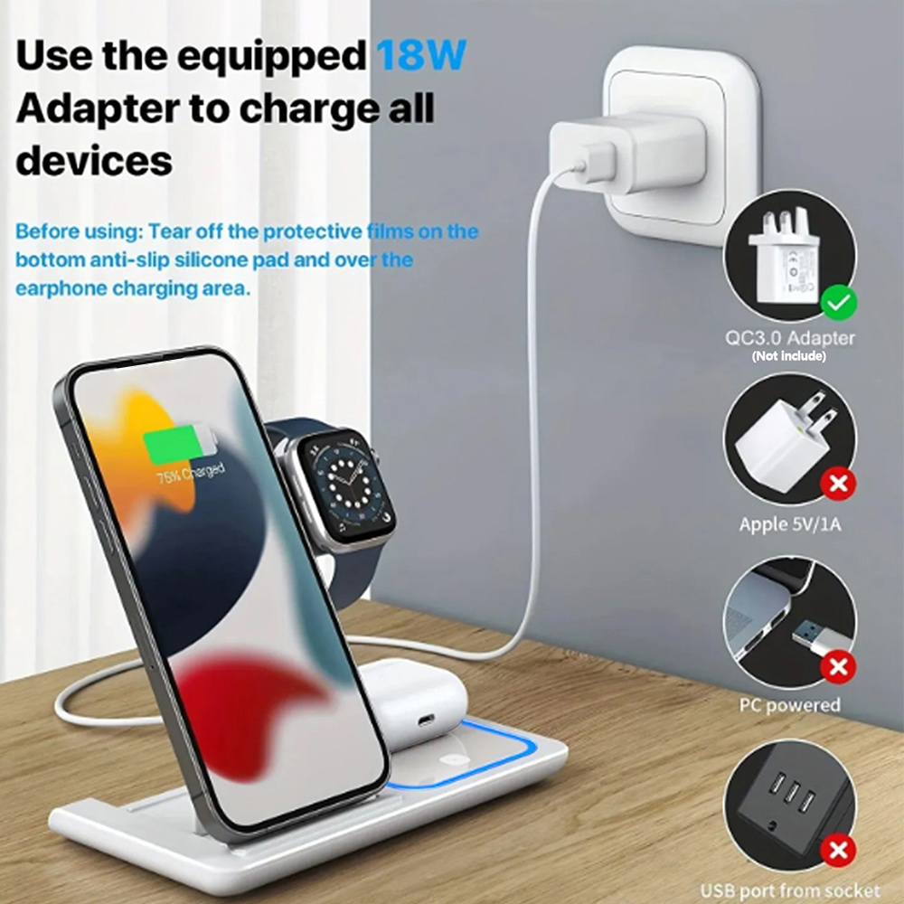 15W 3 in 1 Wireless Charger St - огляд і ціна Smartwatch X